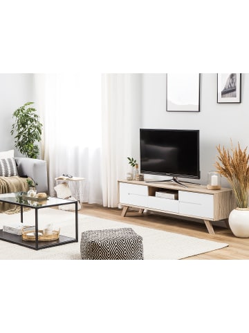 Beliani TV-Möbel FORESTER in Weiß/Braun - (W) 150 x (H) 45 x (L) 40 cm