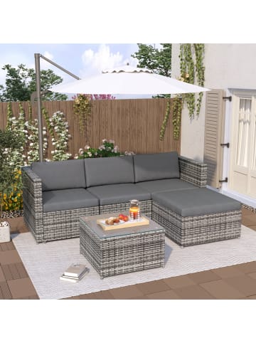 ABRIHOME Polyrattan Lounge Sofagarnitur in Grau