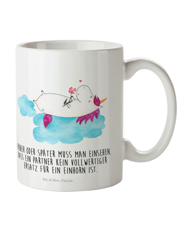 Mr. & Mrs. Panda Mehrwegbecher Einhorn Verliebt mit Spruch in Weiß