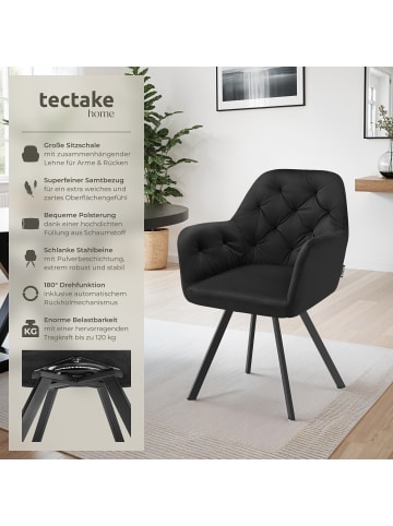 tectake Samt-Armlehnstuhl gepolstert, mit Steppmuster, 58 x 58 x 87 cm