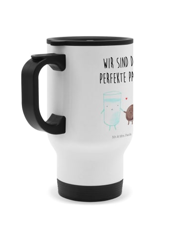 Mr. & Mrs. Panda Thermobecher Milch Keks mit Spruch in Weiß