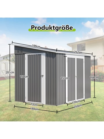 ABRIHOME Gerätehaus in Grau 6x8 FT Metall mit Doppeltüren wasserfest für Garten