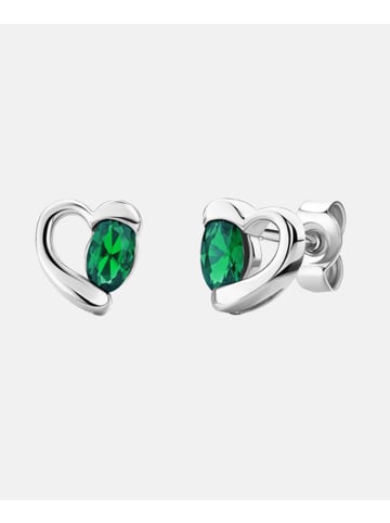 Diamant L'éternel Ohrstecker aus 375 Weißgold mit Smaragd Herz-Design