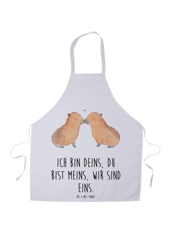 Mr. & Mrs. Panda Schürze Capybara Liebe mit Spruch in Weiß