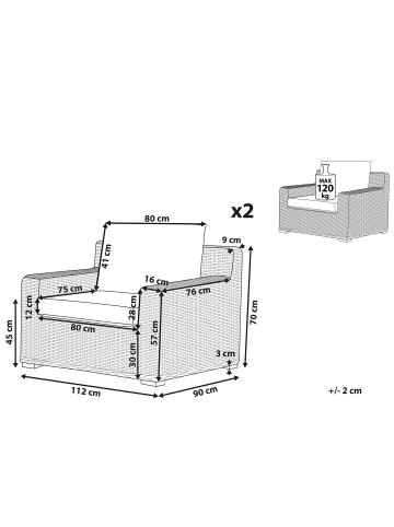 Beliani 6er-Set Sessel ARDEA in /Beige/Weiß