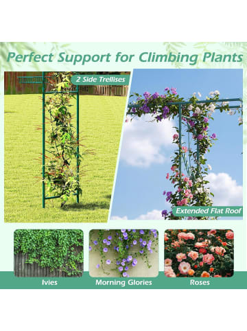 COSTWAY Rosenbogen mit Vogelfutterstation 213 cm in Grün