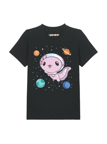 wat? Apparel T-Shirt Axolotl in space in Schwarz