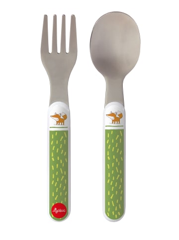 Sigikid 2 tgl.. Besteck-Set: Löffel und Gabel in grün