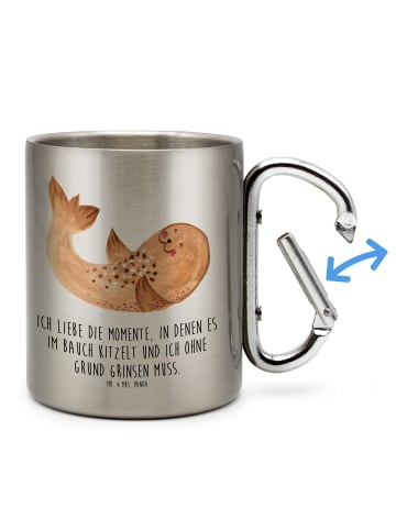 Mr. & Mrs. Panda Kaffeetasse Robbe Liegen mit Spruch in Silber