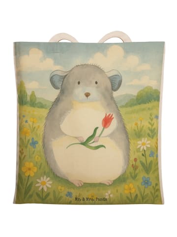 Mr. & Mrs. Panda Einkaufstasche Chinchilla Blume Design ohne Spruch in Weiß