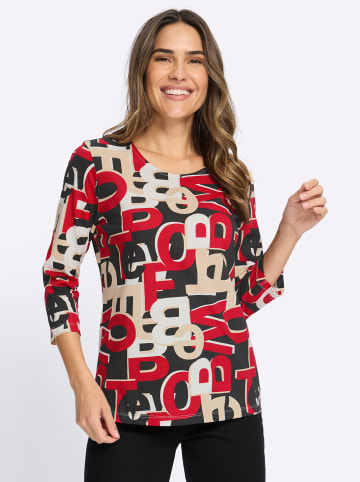 Sieh an! 3/4-Arm-Shirt in rot-schwarz-bedruckt