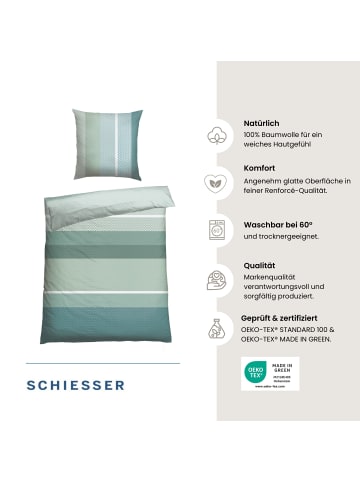 Schiesser Renforcé-Bettwäsche-Set Endy Stripes in Grün