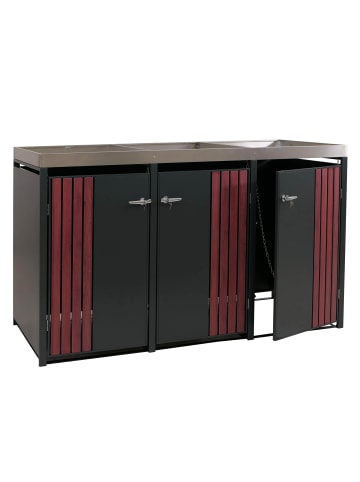 MCW 3er-Mülltonnenverkleidung O67, Anthrazit Holzoptik dunkel