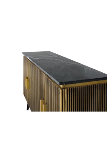 Giner y Colomer Sideboard mit 4 mit Bronze verkleideten Holztüren und Marmorplatte in Gold
