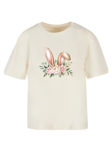 F4NT4STIC Tee Blumen Osterhasen Ohren Dekor in Whitesand