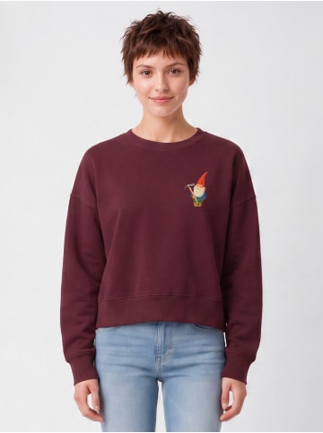 wat? Apparel Sweatshirt Gartenzwerg in Weinrot