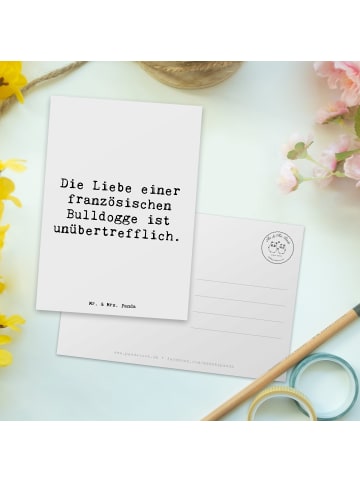 Mr. & Mrs. Panda Postkarte Spruch Französische Bulldogge Liebe m... in Weiß