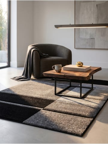 KADIMA DESIGN Teppich Kurzflor Waschbar Karo LATEMAR Strapazierfähig OEKO-TEX in Grau