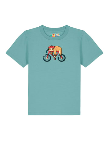 wat? Apparel T-Shirt Sloth in Teal Monstera