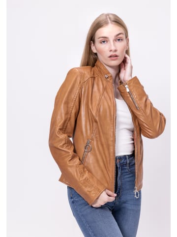 JILANI Damen Lederjacke in Cognac Braun