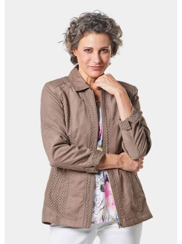 GOLDNER Blazer in Velourslederoptik Velourslederimitat-Blazer mit Perforierung in taupe