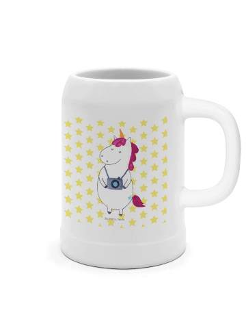 Mr. & Mrs. Panda Steinkrug Einhorn Fotograf ohne Spruch in Weiß