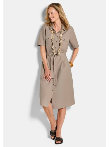 GOLDNER Leinenkleid im Safari-Look in stein