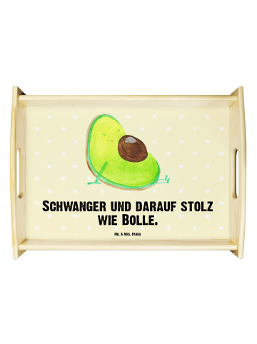 Mr. & Mrs. Panda Deko Tablett Avocado Schwangerschaft mit Spruch in Gelb Pastell