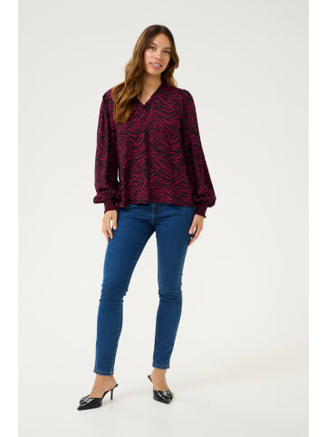 Kaffe Langarm-Bluse KAjodie Regular fit in Rumba Red/Black Animal