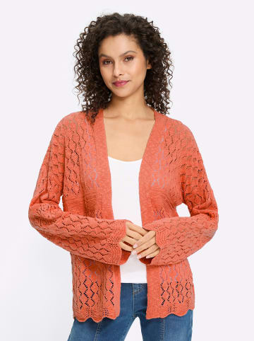 Heine Ajourstrickjacke in papaya