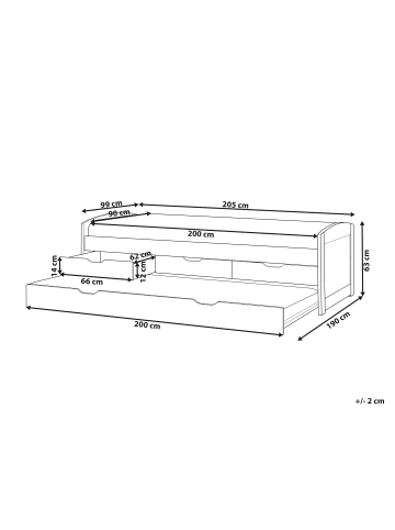 Beliani Tagesbett PETIVILLE in Weiß - (W) 99 x (H) 63 x (L) 206 cm