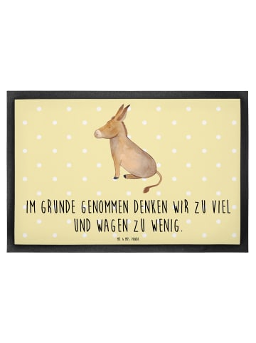 Mr. & Mrs. Panda Schmutzmatte Esel mit Spruch in Gelb Pastell