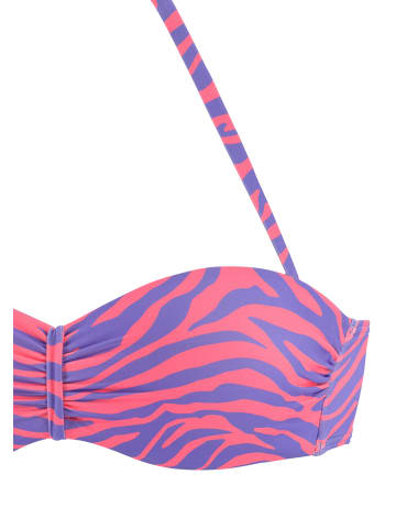 Venice Beach Bügel-Bandeau-Bikini-Top in violett-koralle