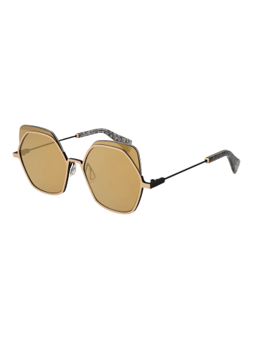 Yohji Yamamoto Unisex Sonnenbrille Geometrisch Gold