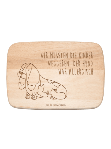 Mr. & Mrs. Panda Frühstücksbrett Hund Basset Hound mit Spruch in Transparent