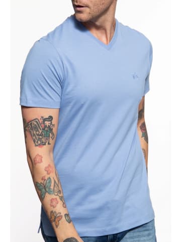 Way of Glory Way of Glory WAY OF GLORY Herren Premium Basic T-Shirt mit V-Ausschnitt in hellblau