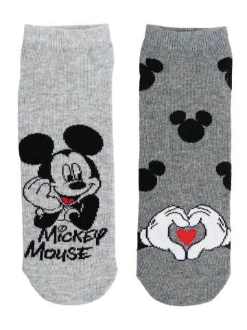 Disney 3er Pack Disney Minnie & Mickey Mouse Socken Sneaker Strümpfe in grau