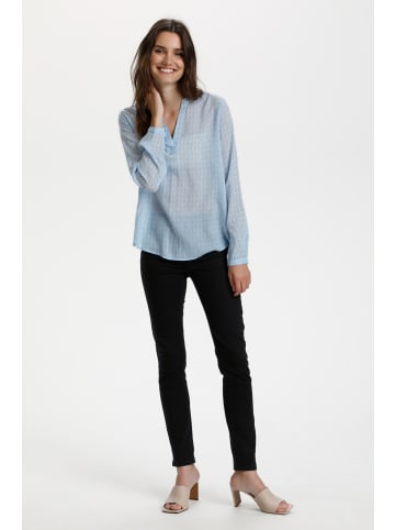 Kaffe Langarm-Bluse KAfana Regular fit in Blue/Chalk Fan Print