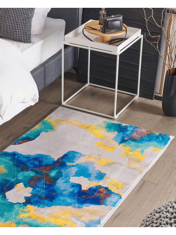 Beliani Kurzflor CEYHAN in Bunt/Weiß/Blau - (W) 80 x (H) 0.5 x (L) 150 cm