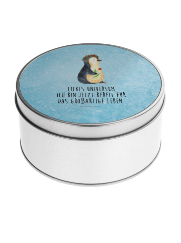 Mr. & Mrs. Panda Keksdose Pinguin Blumen mit Spruch in Eisblau