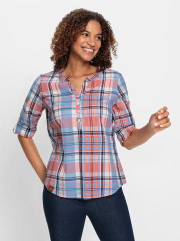 WITT WEIDEN Karobluse in grapefruit-himmelblau-kariert