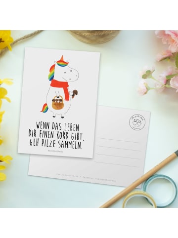 Mr. & Mrs. Panda Grußkarte Einhorn Pilz mit Spruch in Weiß