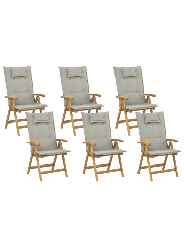 Beliani 6er-Set Gartenstuhl JAVA in Braun/Grau/Beige