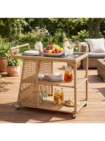COSTWAY Servierwagen PE-Rattan 98 x 54 x 92 cm in Braun