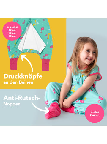 Schlummersack Bio Schlafsack mit Füßen und umklappbaren Bündchen 1.0 TOG in Pink
