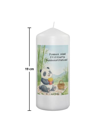 Mr. & Mrs. Panda Kerze Panda beflügelt Pommes Design mit Spruch in Weiß