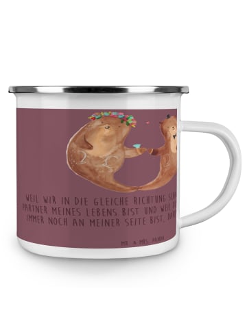 Mr. & Mrs. Panda Camping Emaille Tasse 4. Hochzeitstag Seidenhoc... in Kaffa Coffee