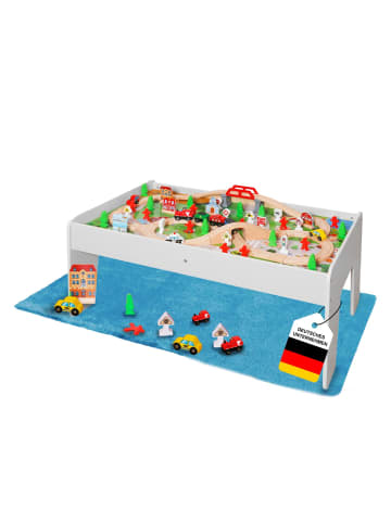 Mein-Regal Spieltische Holz 90 mit tlg Holzeisenbahn in Weiß
