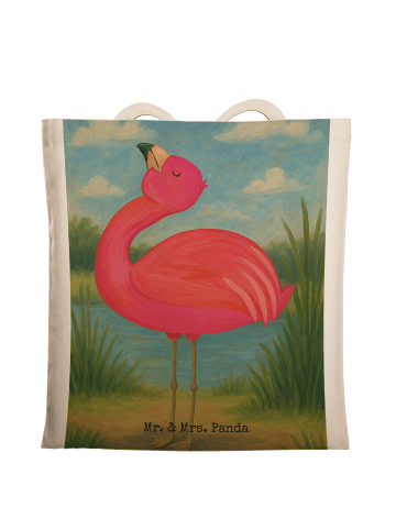 Mr. & Mrs. Panda Jutebeutel Flamingo Stolz Design ohne Spruch in Weiß