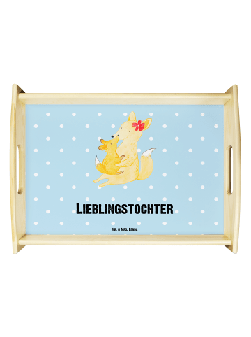 Mr. & Mrs. Panda Serviertablett Fuchs Mama mit Spruch in Blau Pastell